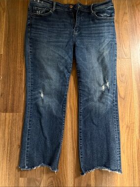 Flying Monkey Dark Blue Straight-Leg Distressed Jeans